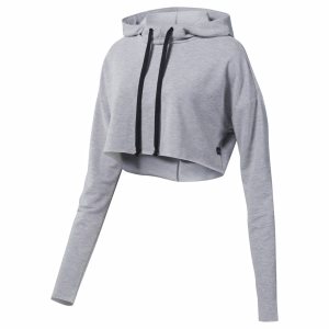 Reebok Dance Cropped Kapuzenpullover Damen - Grau - DE 651-TGE